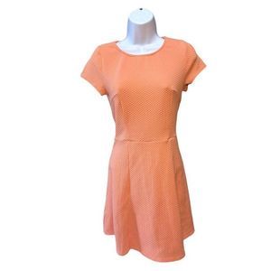 Equivida Textured Apricot Pleated Fit And Flare Skater Dress Size Medium